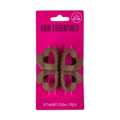 Hair Accessories^Beauty Outlet 4 Heart Claw Clips Brown BEAU367