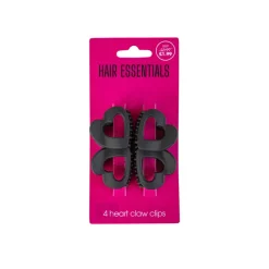 Hair Accessories^Beauty Outlet 4 Heart Claw Clips Black BEAU369