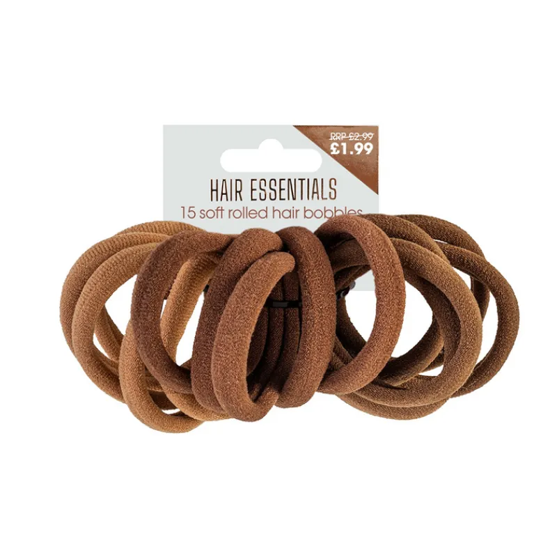 Hair Accessories^Beauty Outlet 15PC Soft Rolled Brown Elastic Hair Bobbles BEAU325