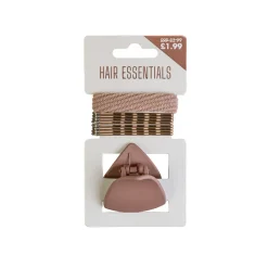 Hair Accessories^Beauty Outlet Triangle Claw Clip & Elastics Brown BEAU470