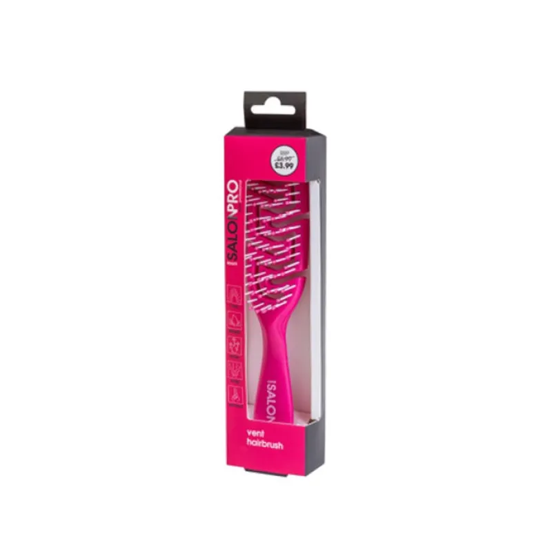 Hair Brushes^Salon Pro Beauty SalonPro Boxed Vent Brush Pink BEAU408