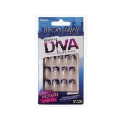 False Nails^Kiss Broadway Fashion Diva 24 Medium Length Nails 20989