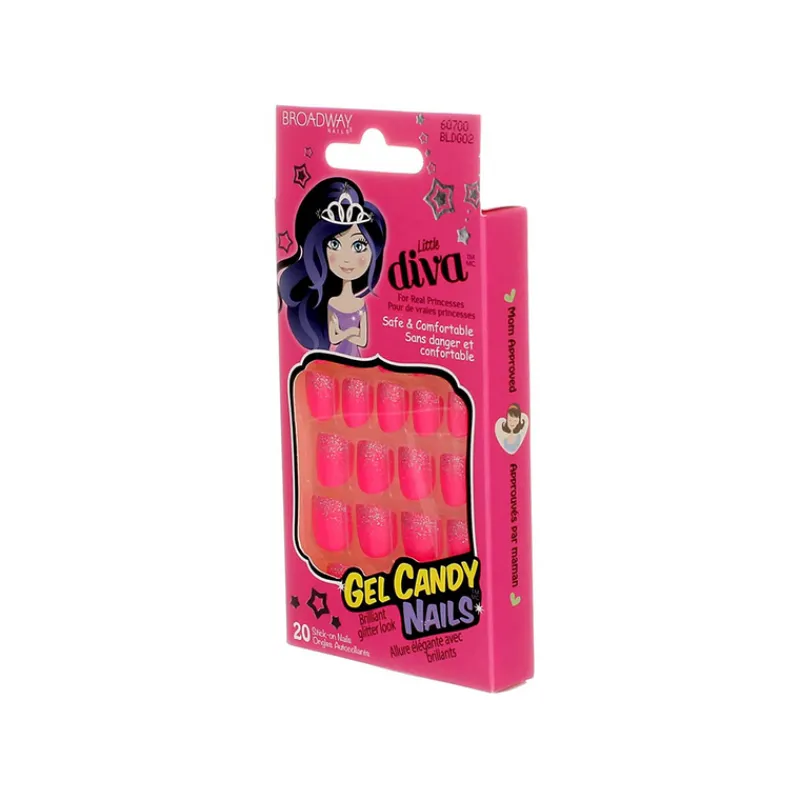 False Nails^Kiss Broadway Little Diva 20 Nails 60700 Pink Glitter