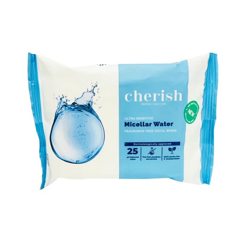 Face Wipes^Cherish Micellar Biodegradable Water Facial Cleansing Wipes