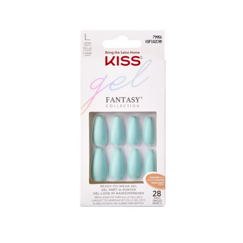 False Nails^Kiss Gel Fantasy 28 Long Length Nails 79956 Turquoise