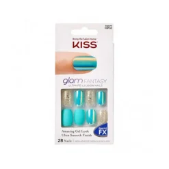 False Nails^Kiss Glam Fantasy 28 Medium Nails Turquoise 72076 KGF01