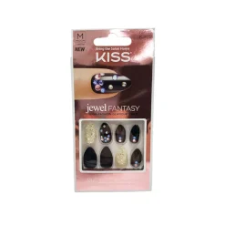 False Nails^Kiss Jewel Fantasy 30 Medium Nails Black Jewel 69115