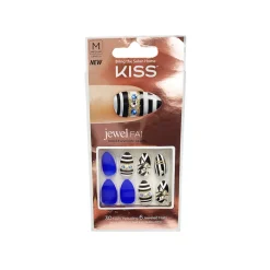 False Nails^Kiss Jewel Fantasy 30 Medium Nails 69115 Blue