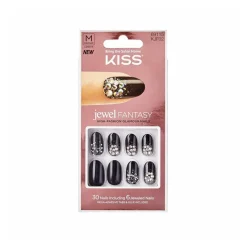 False Nails^Kiss Jewel Fantasy 30 Medium Nails 69115 Black Gem