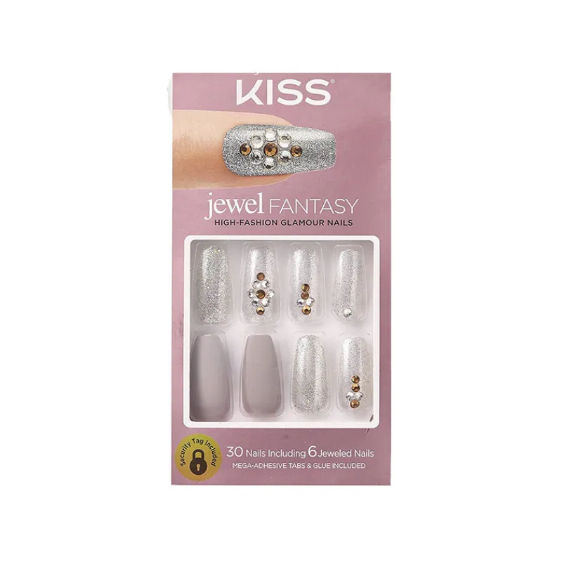 False Nails^Kiss Jewel Fantasy 30 Nails Silver Jewel 69112