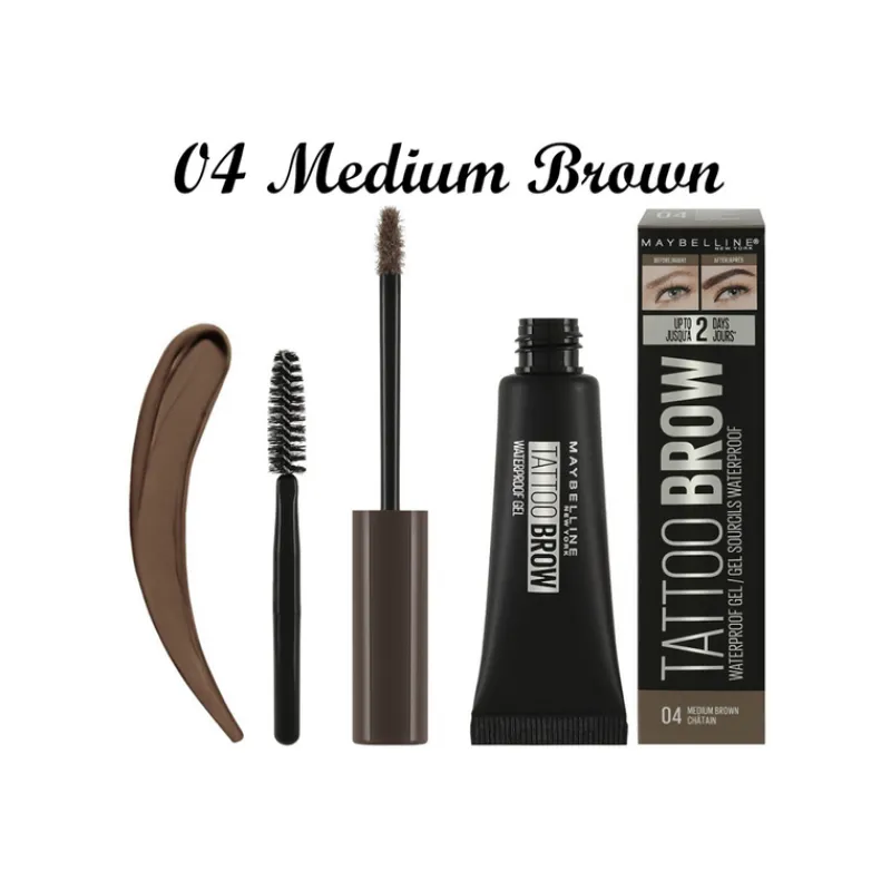 Eyebrow Gels^Maybelline Tattoo Studio Brow Waterproof Gel Medium Brown 04