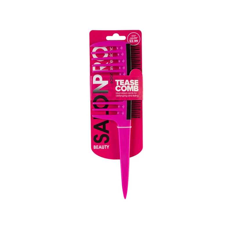 Hair Brushes^Salon Pro SalonPro Pink Tease Comb BEAU356