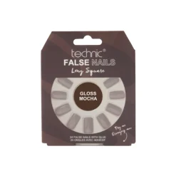 False Nails^Technic Long Square False Nails Gloss Mocha