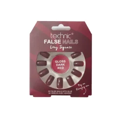 False Nails^Technic Long Square False Nails Gloss Dark Red
